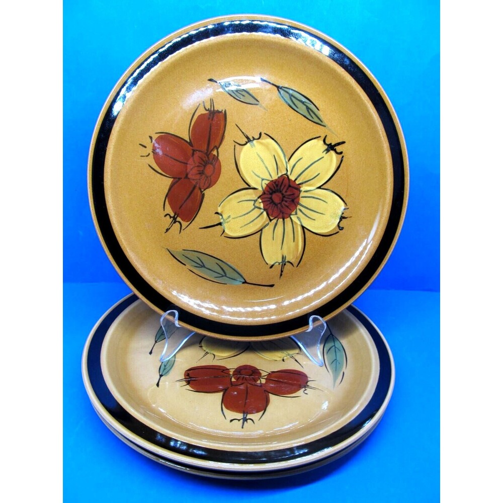 Designers Collection Japan Honey Flowers Set Of 3 Vintage 10 3/8" Dinner Plates